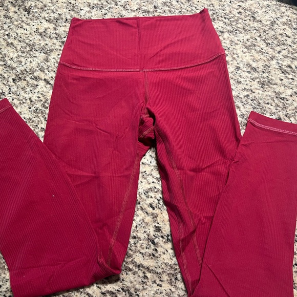 Lululemon Athletica Pink Ribbed Leggings - Picture 1 of 5